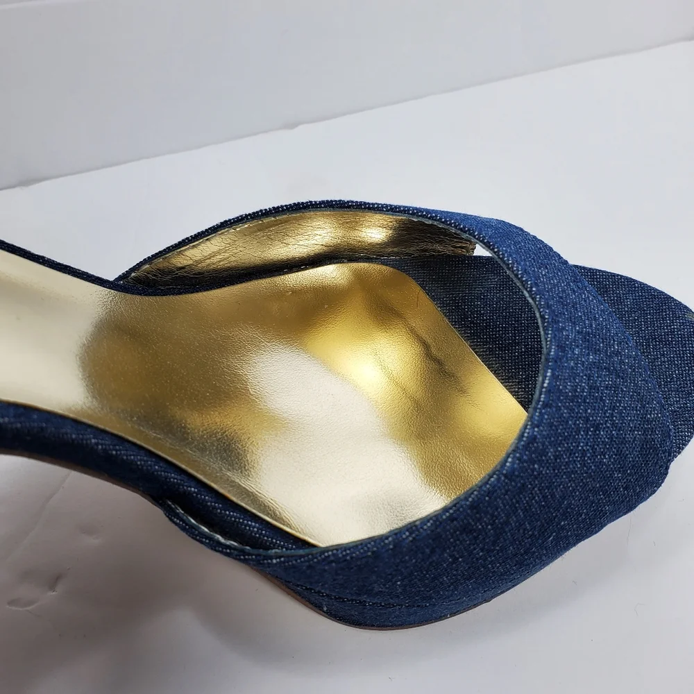 Guess Peep Toe Stilettos with Ankle Strap in Navy Size 9M_10
